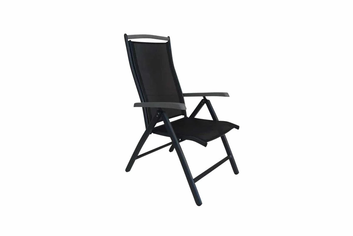 2er Set Gartenstuhl Aurelio - in Schwarz in 5 Positionen einstellbar