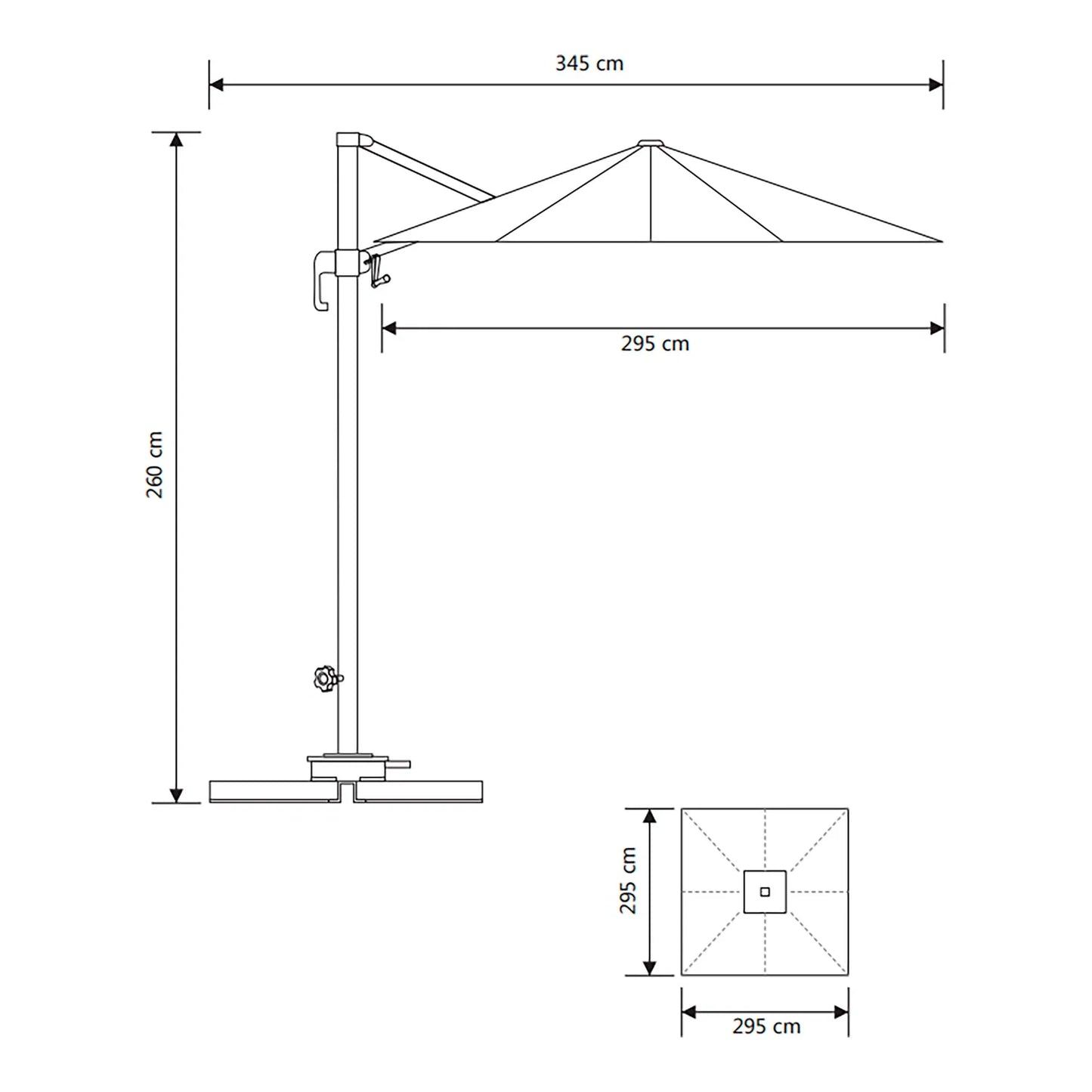 Garten Sonnenschirm Solvien – in schwarzer quadratischer Form