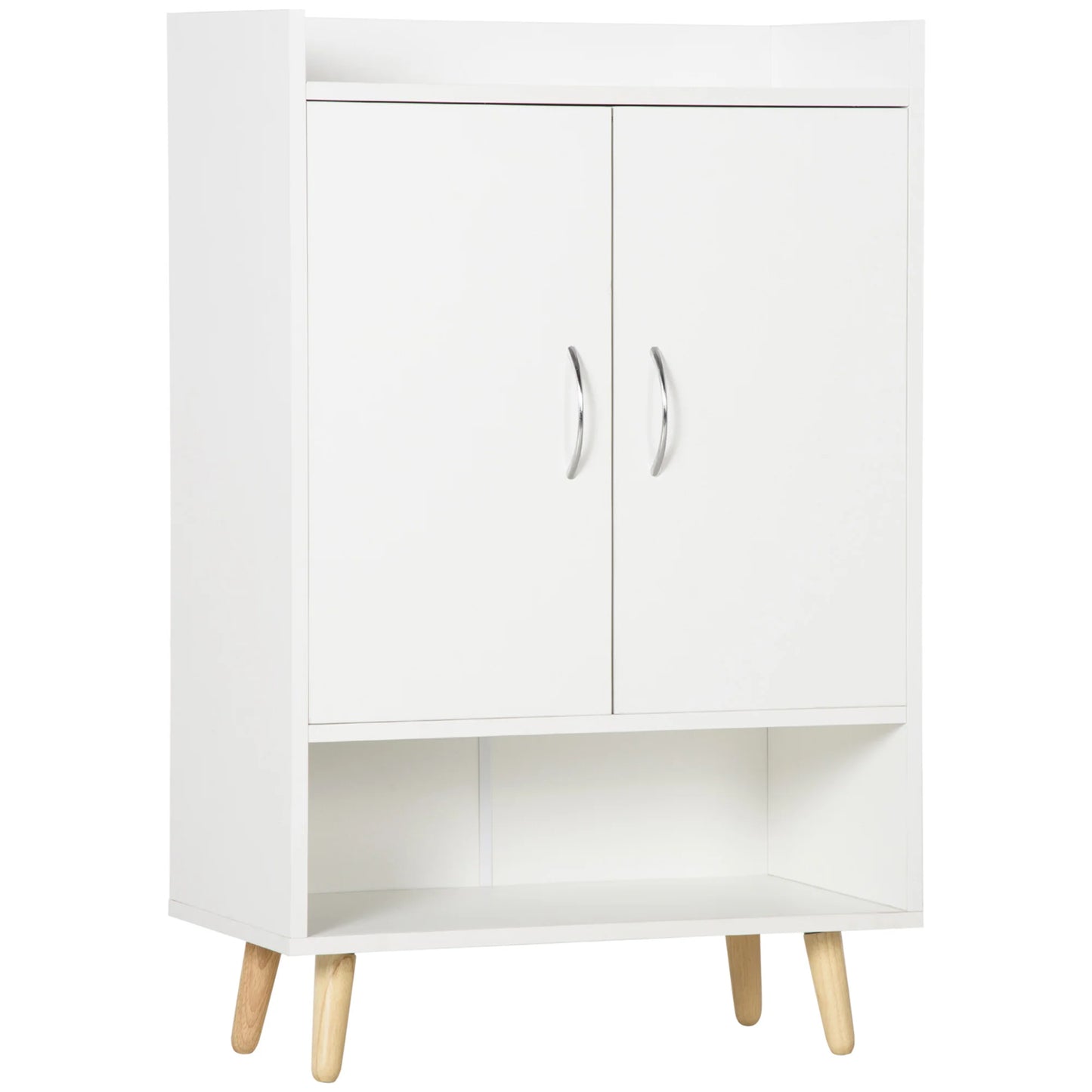 HOMCOM Moderner Schuhschrank mit 2 Türen und 4 Regalen für 12 Paar Schuhe, Ideal für Eingangsbereich, Wohnzimmer, Schlafzimmer 60x30x92 cm Weiß
