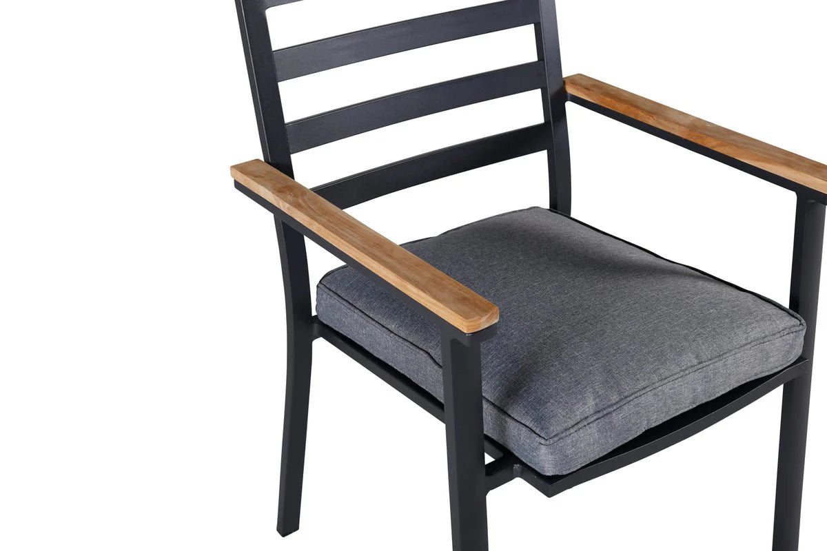 2er Set Gartenstuhl Tala - aus schwarzem Aluminiumgestell inklusive Kissen