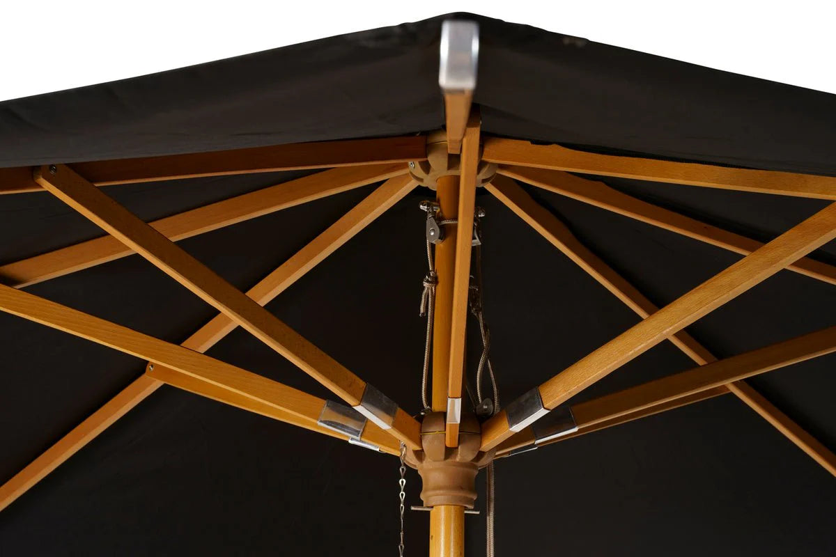 Sonnenschirm Azzura – Ø300 cm in der Farbe Schwarz mit Buchengestell