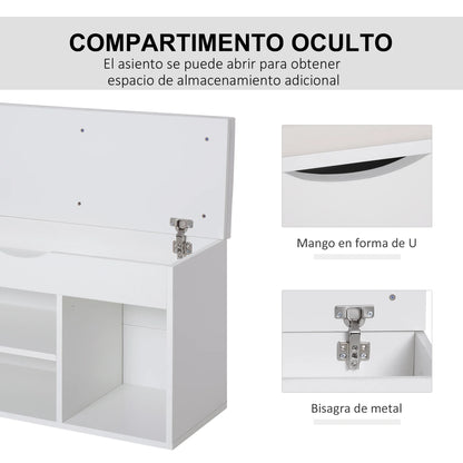 HOMCOM Schuhbank mit Sitzplatz – Moderne Schuhaufbewahrung für den Eingangsbereich mit Schublade, offenen Regalen und 1 Kissen für Flur 80x30x47cm