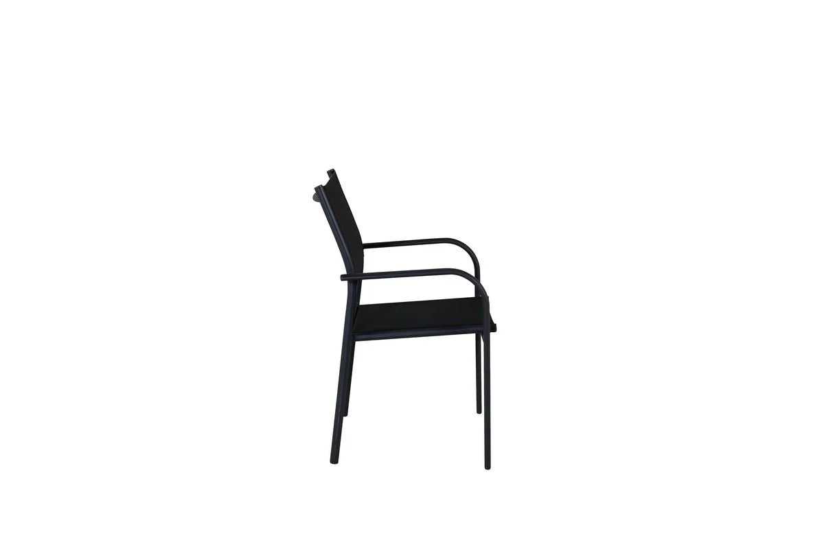 2er Set - Gartenstuhl Ronda aus Textilene und Aluminiumgestell in Schwarz