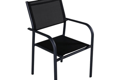 2er Set - Gartenstuhl Ronda aus Textilene und Aluminiumgestell in Schwarz