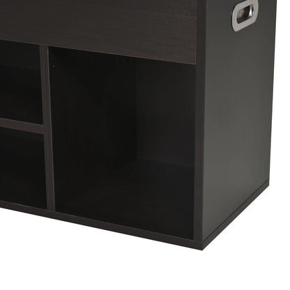 HOMCOM Gepolsteter Schuhschrank für den Eingangsbereich, Schuhschrank mit Schuhregal, 3 Fächer, Sitzfläche aus PU-Leder, für Wohn- und Flurbereich, 80x30x43 cm, Schwarz