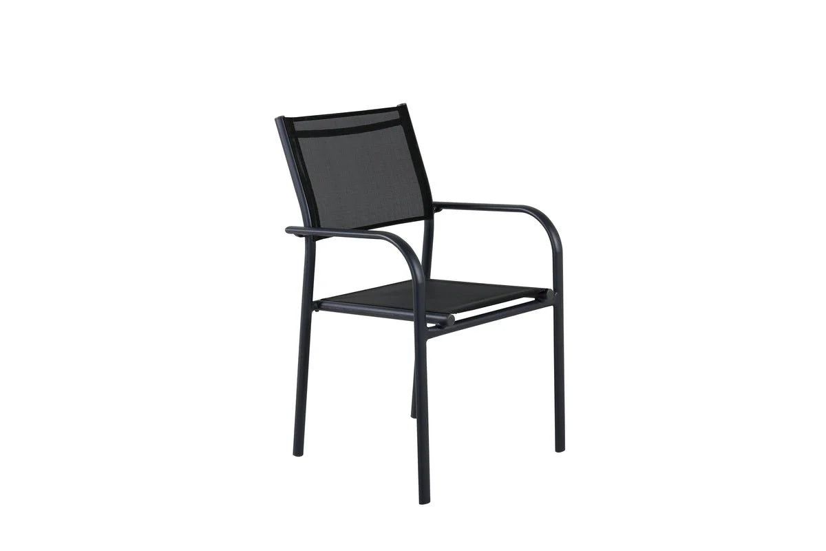 2er Set - Gartenstuhl Ronda aus Textilene und Aluminiumgestell in Schwarz