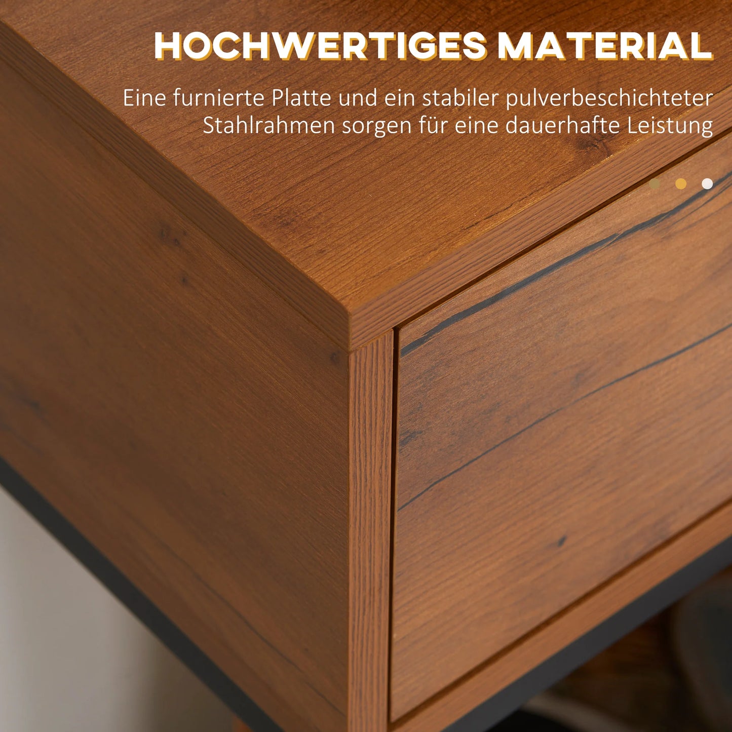 HOMCOM Konsolentisch mit Stauraum, Sofatisch im Industriedesign, Seitentisch für Flur, Wohnzimmer, Diele, Stahl, Braun, 80 x 30 x 76 cm