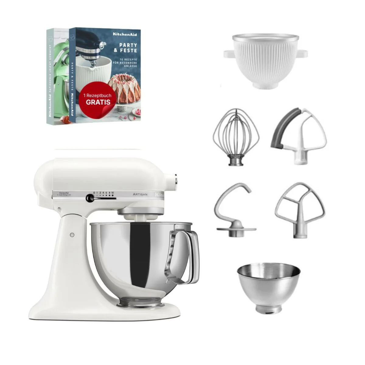 KitchenAid 4,8 L 5KSM175 Artisan Küchenmaschine Icelover mit Eiszubereiter