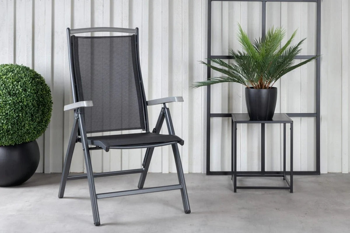 2er Set Gartenstuhl Aurelio - in Schwarz in 5 Positionen einstellbar