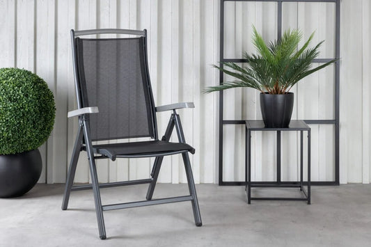 2er Set Gartenstuhl Aurelio - in Schwarz in 5 Positionen einstellbar