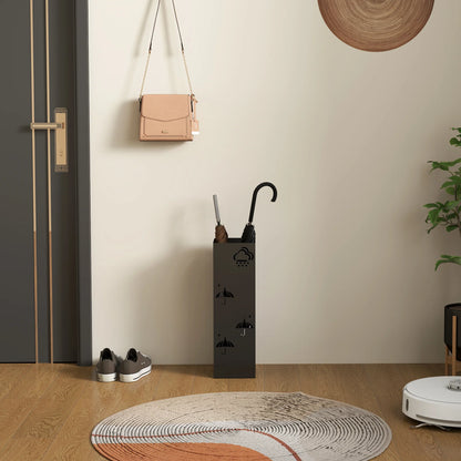 HOMCOM Regenschirmständer mit 4 Haken, abnehmbare Wasserauffangschale, dekorativer Regenschirmhalter für Sonnenschirme, Regentage & Gehstöcke, Stahl 15,5 x 15,5 x 49 cm Schwarz