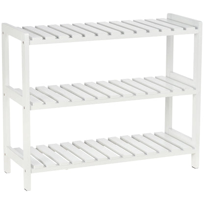 HOMCOM Holz Schuhregal 3-stufig für bis zu 9 Paar Schuhe im Eingangsbereich 70x26x57.5 cm Weiß