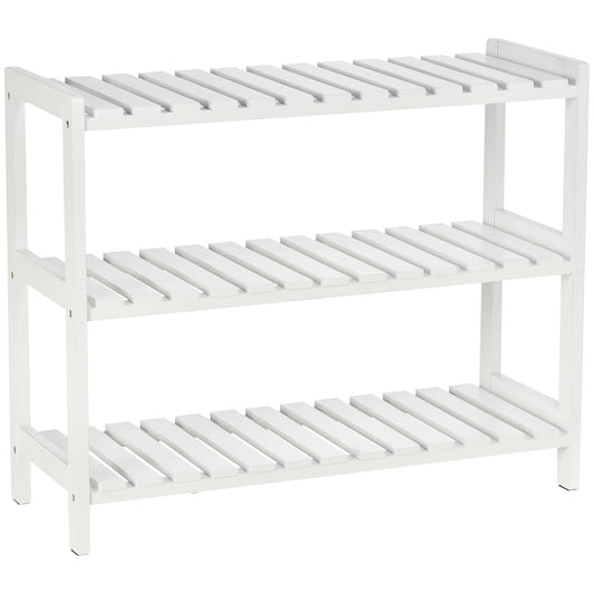 HOMCOM Holz Schuhregal 3-stufig für bis zu 9 Paar Schuhe im Eingangsbereich 70x26x57.5 cm Weiß