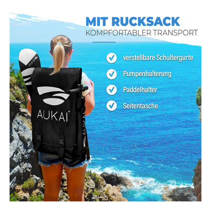 Stand Up Paddle Board "AUKAI Pro" mit Kajak-Sitz grau