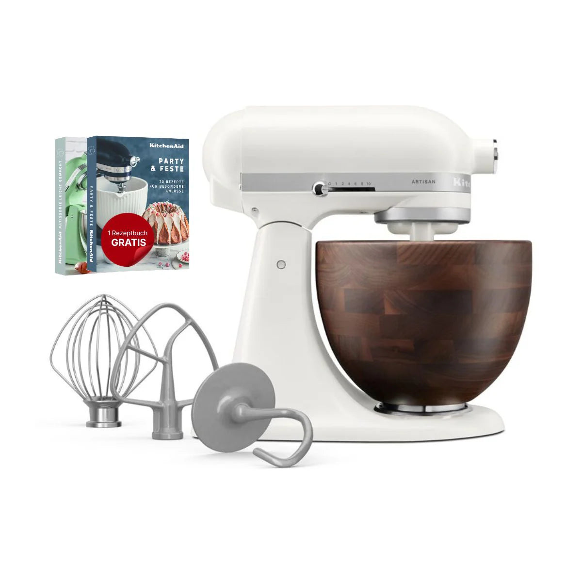 KitchenAid 4,7 L 5KSM156WBEPL Artisan Küchenmaschine mit Walnussschüssel