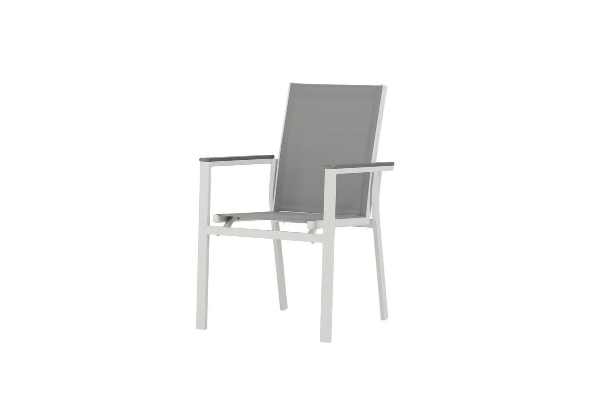 2er Set Gartenstuhl Ina - ein weiß-grauer Stuhl aus Aluminium und Textilene