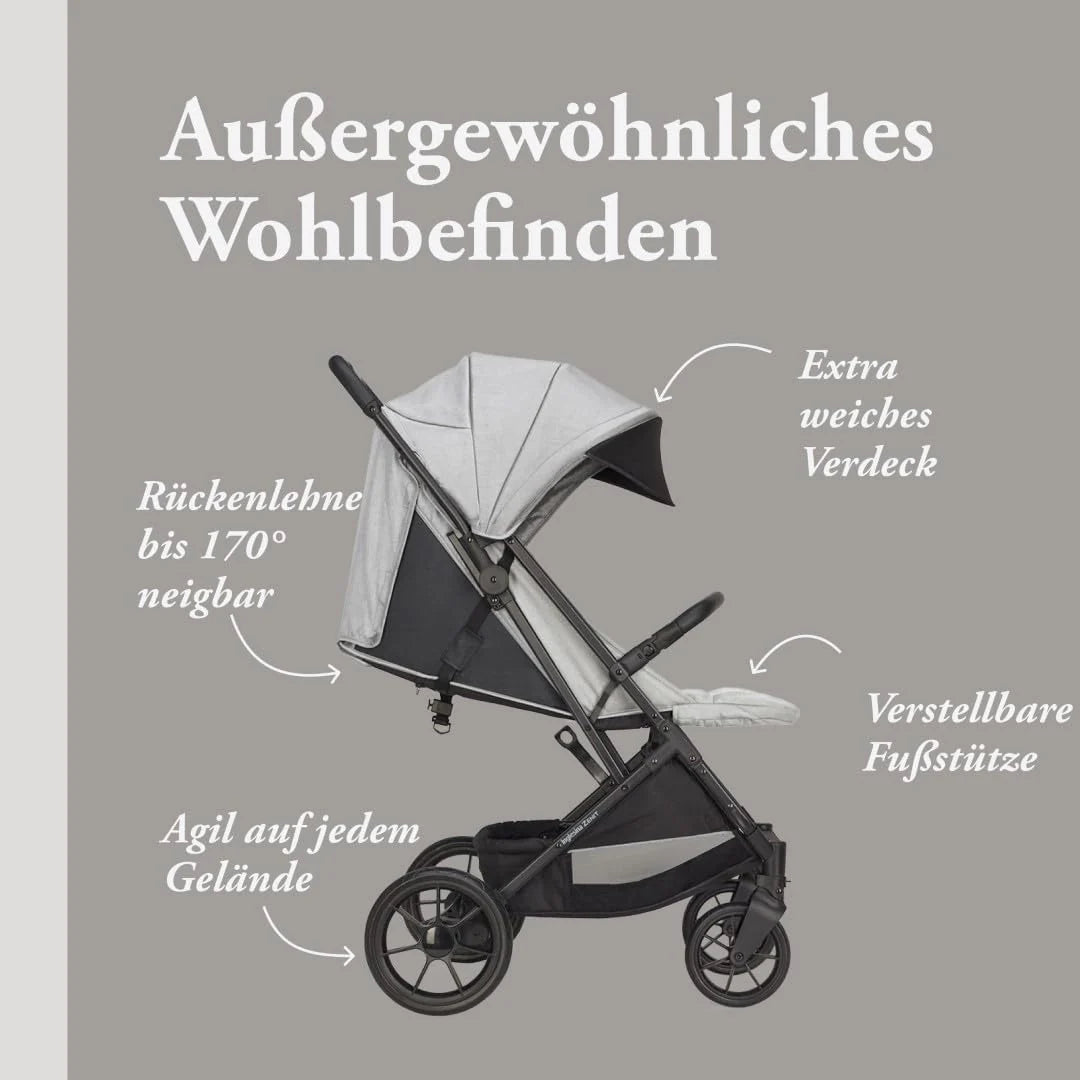 Inglesina Zenit Stroller, Grey, Compact, Fits up to 22 kg, Suspension Wheels, Wide Seat, Amazon Exclusive