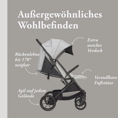 Inglesina Zenit Stroller, Grey, Compact, Fits up to 22 kg, Suspension Wheels, Wide Seat, Amazon Exclusive