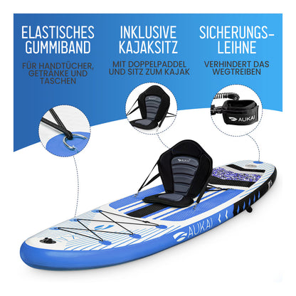Stand Up Paddle Board "AUKAI Pro" mit Kajak-Sitz grau