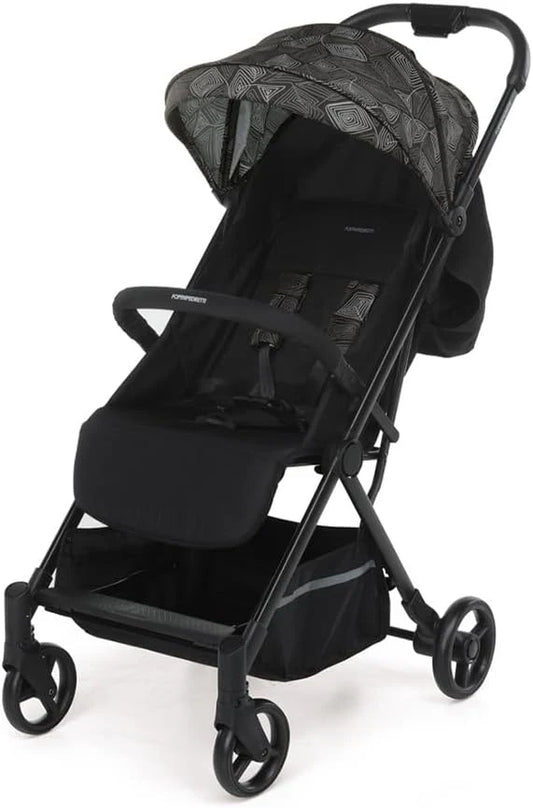 Foppapedretti Voilà Kompakter Kinderwagen für Kinder von 0–15 kg (0–3 Jahre), Einhand-Verschluss, freistehend, verstellbare Rückenlehne, tragbare Aufbewahrungsbox, Aluminiumrahmen, Graffiti-Design