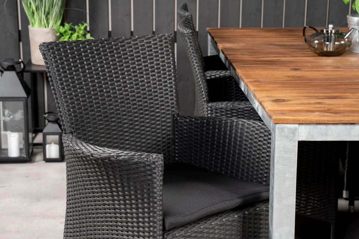 2er Set - Gartenstuhl Caro aus Rattan in Schwarz