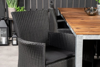 2er Set - Gartenstuhl Caro aus Rattan in Schwarz