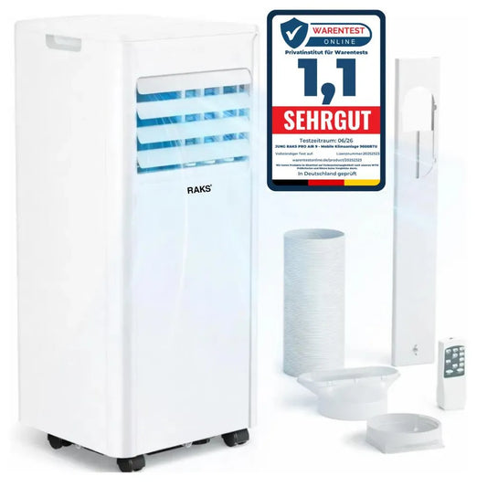 JUNG 3-in-1-Klimagerät RAKS PRO AIR 9 mobile Klimaanlage mit Fernbedienung 2.5 KW, mobiles Klimagerät, mit Heizung, mit Abluftschlauch, Airconditioner