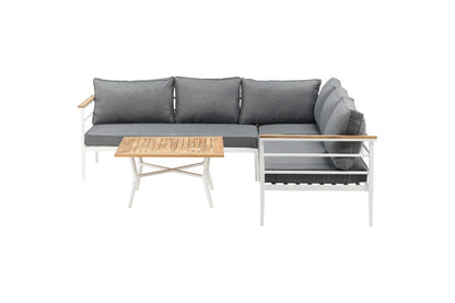 Lounge Set Puerto – aus Metall mit Teakholz-Details, inkl. Kissen