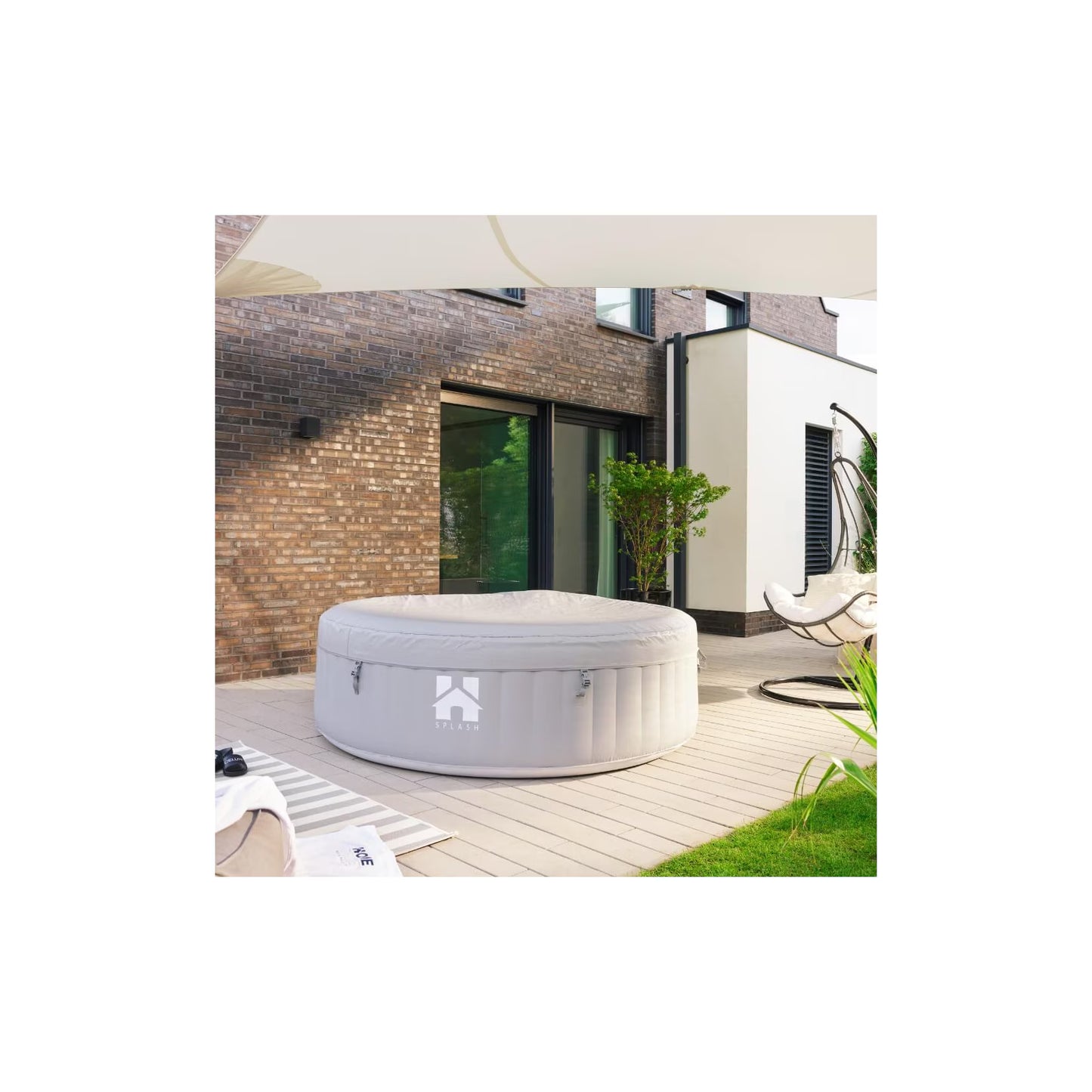 HOME DELUXE Outdoor Whirlpool aufblasbar SPLASH inkl. Abdeckung - Ø208 cm 6 Personen Uni Grau