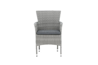 2er Set Gartenstuhl Isla - grauer Stuhl aus Aluminium und Rattan inklusive Sitzkissen