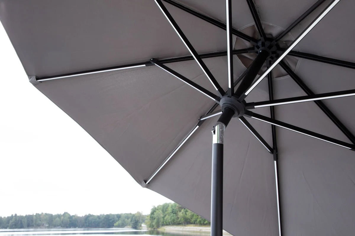 Sonnenschirm Lightning – Ø270 cm in wahlweise Schwarz oder Grau