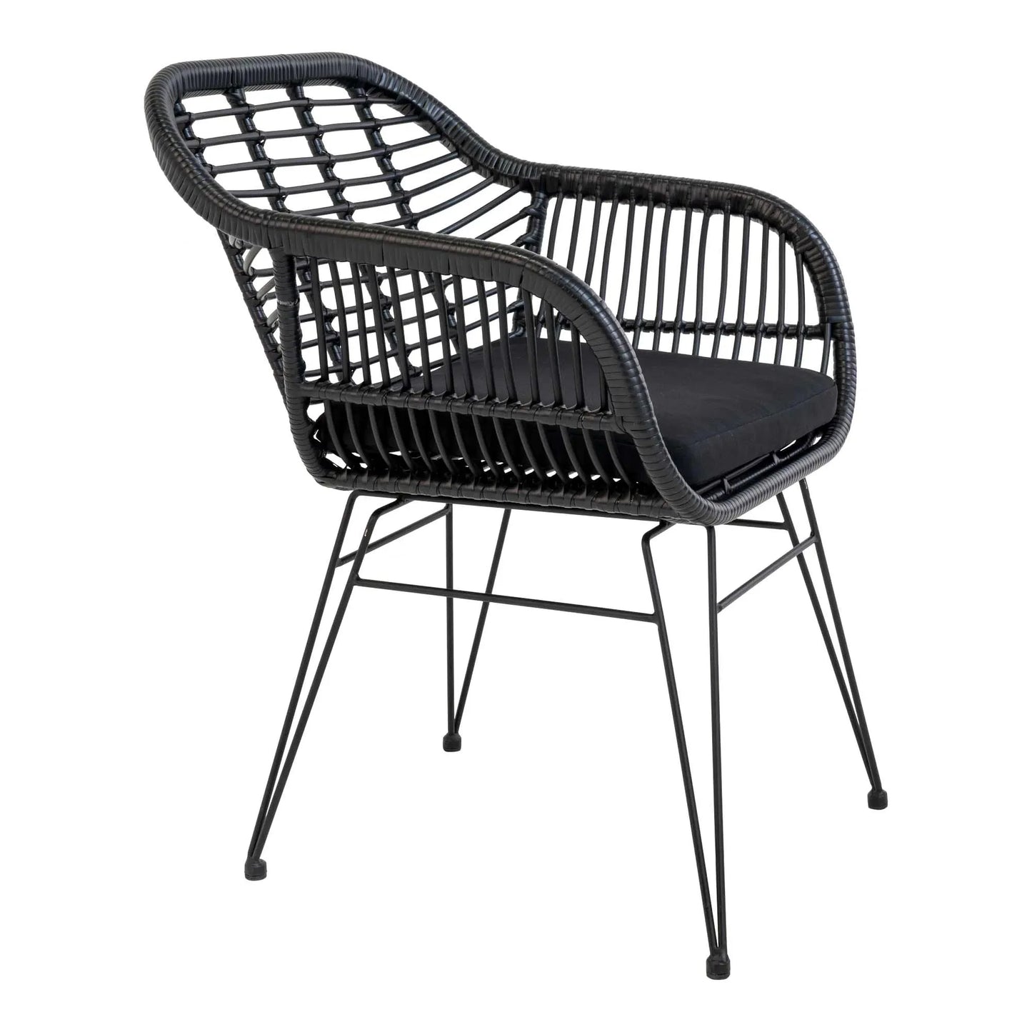 2er Set - Gartenstuhl Firenze Schwarz aus Stahl/Polyrattan