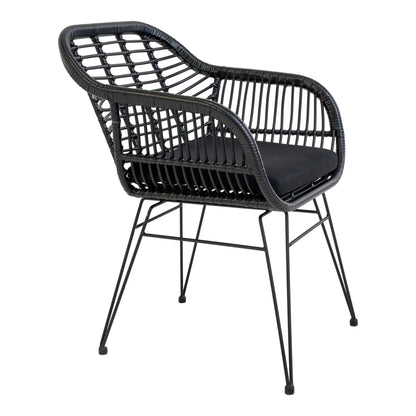 2er Set - Gartenstuhl Firenze Schwarz aus Stahl/Polyrattan