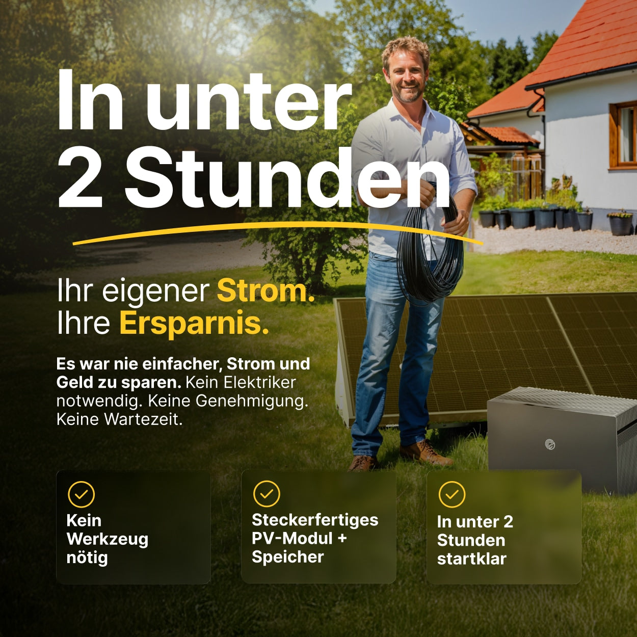 Balkonkraftwerk 1000W/800W Solaranlage Steckerfertig WIFI Komplettset Photovoltaik Anlage 800W, Kabellänge: 5m