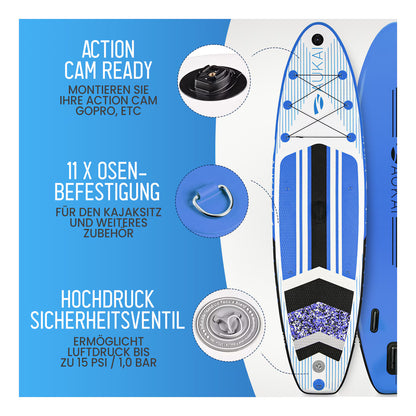 Stand Up Paddle Board "AUKAI Pro" mit Kajak-Sitz grau