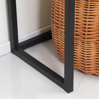 HOMCOM Konsolentisch mit Stauraum, Sofatisch im Industriedesign, Seitentisch für Flur, Wohnzimmer, Diele, Stahl, Braun, 80 x 30 x 76 cm