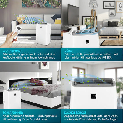 Klimaanlage Mobil 12000 BTU/h (3.500 Watt) - Mobiles Klimagerät 4in1 mit WiFi/App Monoblock Kältemittel - Fernbedienung, 24h-Timer, Luftentfeuchter, Nachtmodus