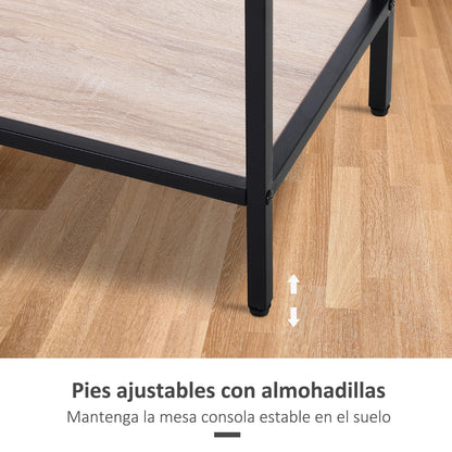HOMCOM Konsolentisch im Industriestil mit Schubladen und Stahlstruktur für den Eingangsbereich 120x30x81,5 cm Eiche