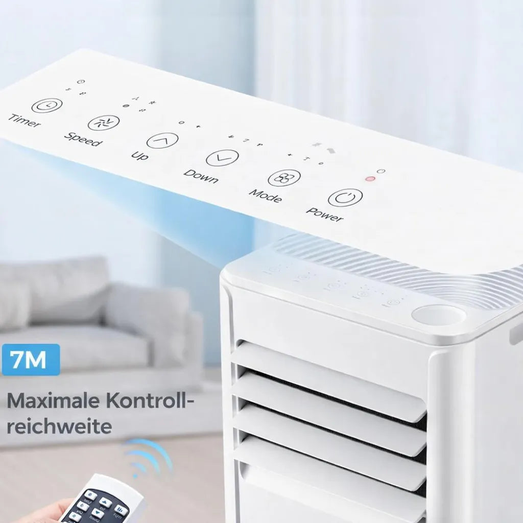 JUNG 3-in-1-Klimagerät RAKS PRO AIR 9 mobile Klimaanlage mit Fernbedienung 2.5 KW, mobiles Klimagerät, mit Heizung, mit Abluftschlauch, Airconditioner
