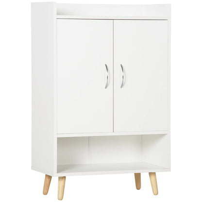 HOMCOM Moderner Schuhschrank mit 2 Türen und 4 Regalen für 12 Paar Schuhe, Ideal für Eingangsbereich, Wohnzimmer, Schlafzimmer 60x30x92 cm Weiß