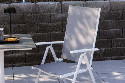2er Set Gartenstuhl Awa - weißes Gestell aus Aluminium, Sitzfläche aus Textilene, verstellbare Rückenlehne