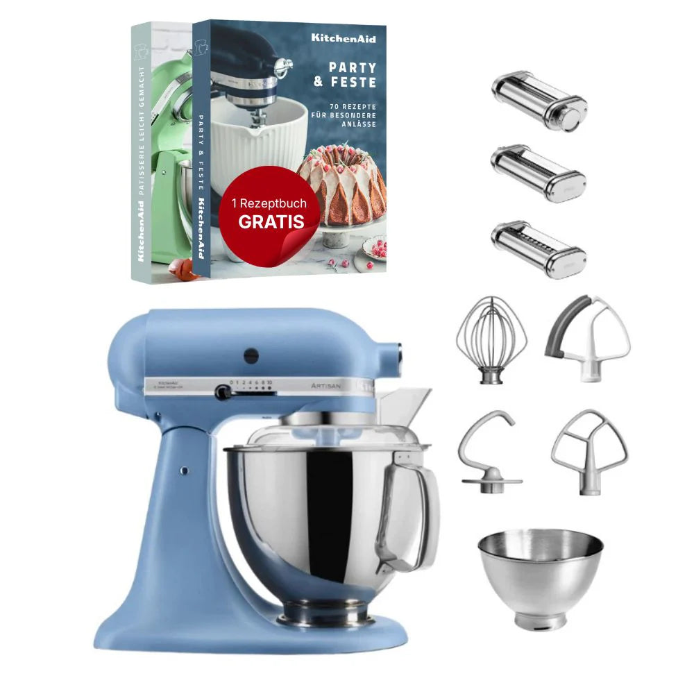 KitchenAid 4,8 L 5KSM175 Artisan Küchenmaschine Pastalover mit Nudelwalzen 3er- Set