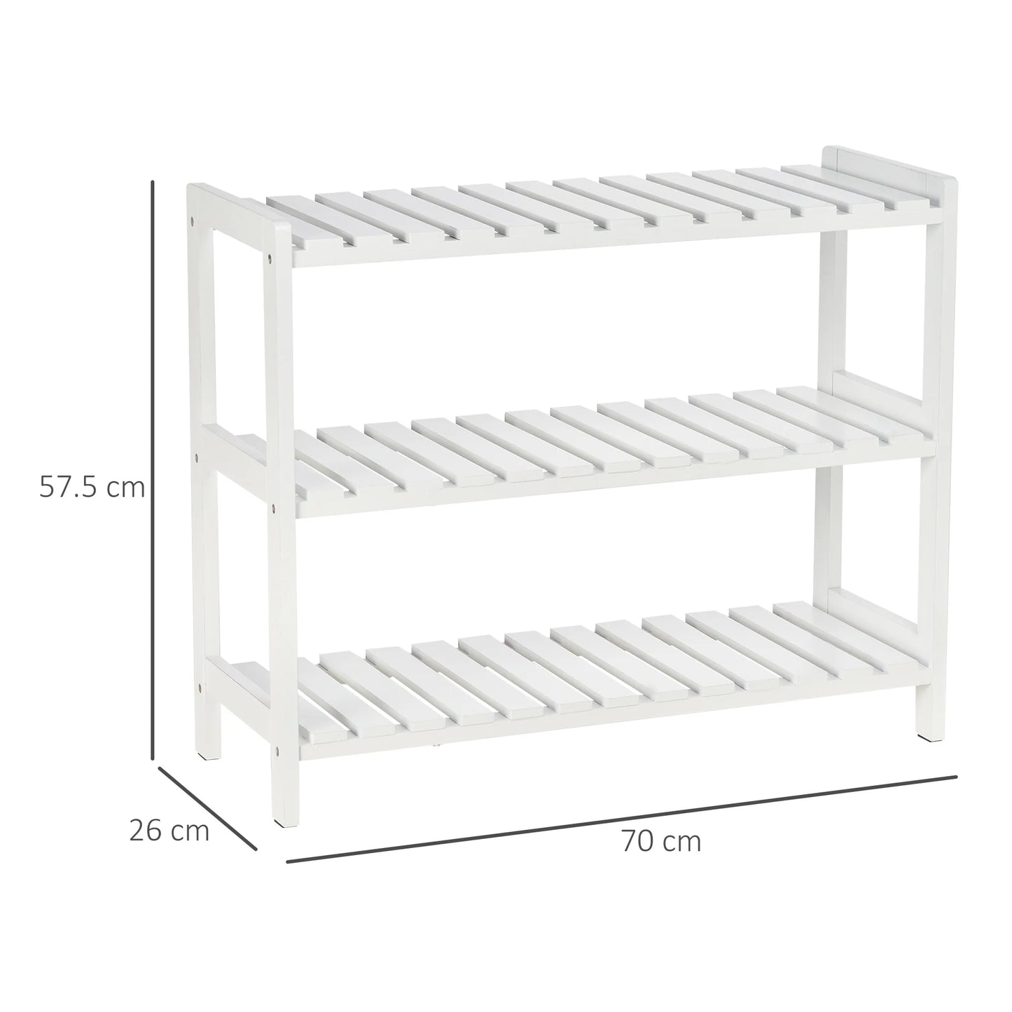 HOMCOM Holz Schuhregal 3-stufig für bis zu 9 Paar Schuhe im Eingangsbereich 70x26x57.5 cm Weiß