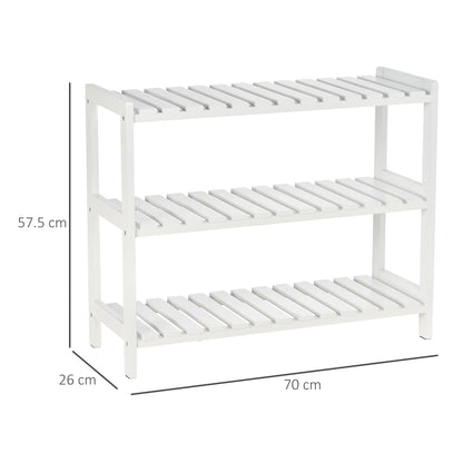 HOMCOM Holz Schuhregal 3-stufig für bis zu 9 Paar Schuhe im Eingangsbereich 70x26x57.5 cm Weiß
