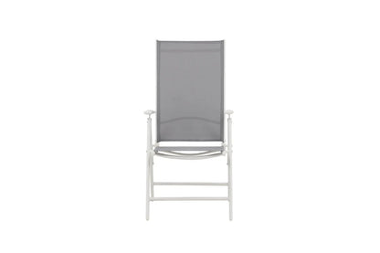 2er Set Gartenstuhl Awa - weißes Gestell aus Aluminium, Sitzfläche aus Textilene, verstellbare Rückenlehne