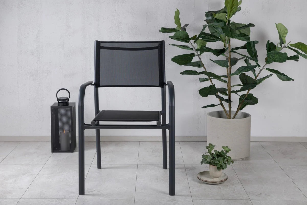 2er Set Gartenstuhl Ira - elegante schwarze Optik aus Aluminium