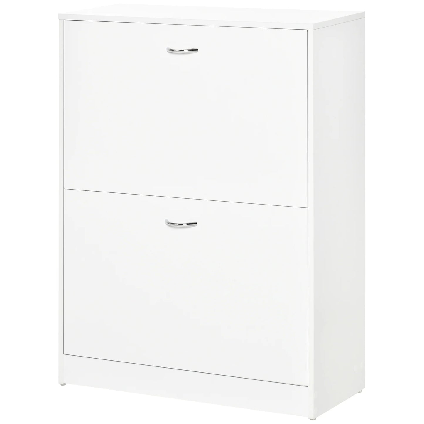 HOMCOM Moderner Schuhschrank für den Eingangsbereich - Schuhregal schmal mit 2 Schubladen und verstellbaren Regalen für Flur 60x24x80 cm Weiß