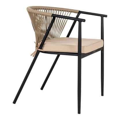 2er Set - Gartenstuhl Lazaro Schwarz/Beige