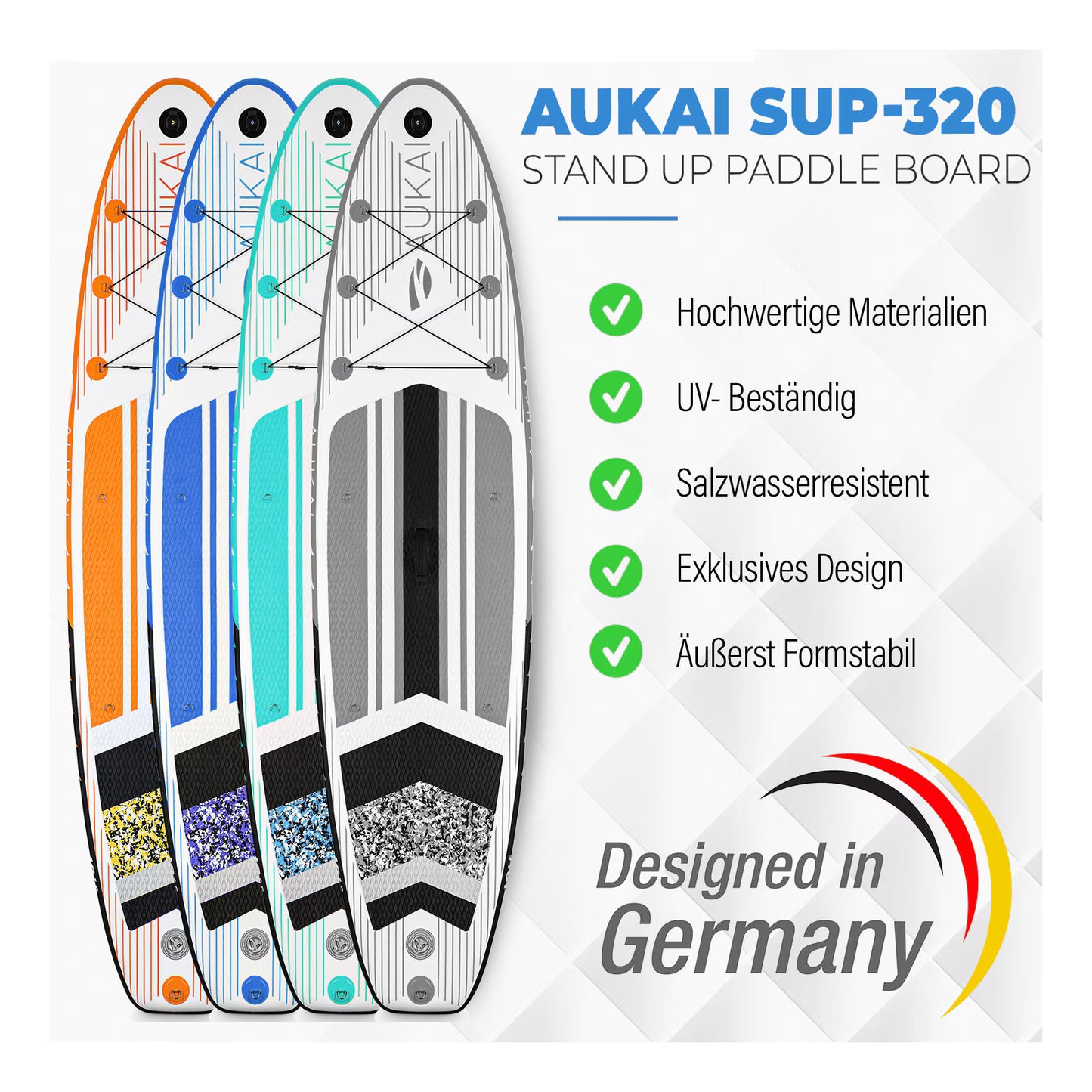 Stand Up Paddle Board "AUKAI Pro" mit Kajak-Sitz grau
