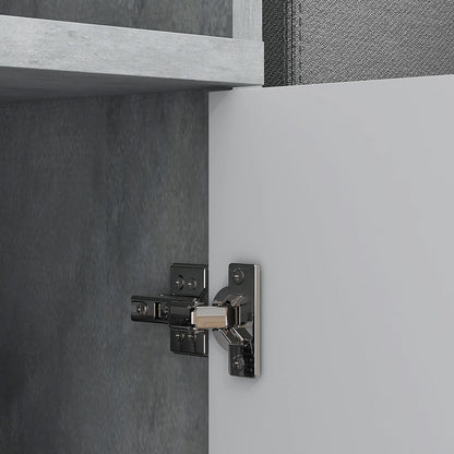 HOMCOM 4-in-1 Garderobenständer mit Spiegel, Haken und verstellbaren Innenregalen, Multitasking Holz-Garderobenmöbel mit Schublade, 145x29x184 cm, Grau und Weiß